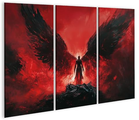 islandburner Prime Bild auf Leinwand Dunkler Engel-Wandbild für Gothic-Fans im Wohnzimmer Bilder Wandbilder Poster