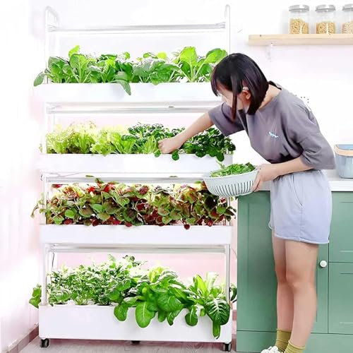 Tour hydroponique 64 trous avec lampe de culture LED – Système de culture hydroponique pour herbes, fruits et légumes – Kit de culture aéroponique en PVC