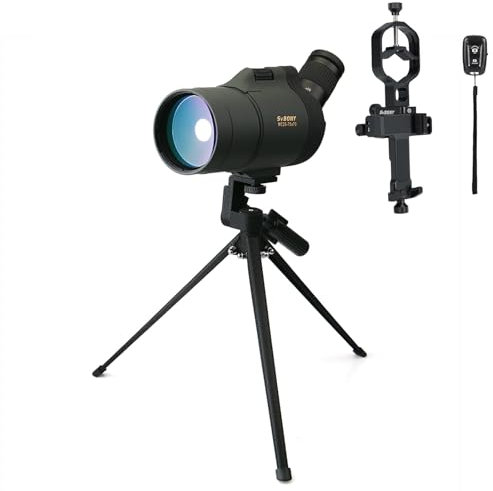 Svbony SV41 Mak Spektiv mit SV214Pro Universal Telefon Adapter, 25-75x70 Mak Telescope, BAK4 Prism FMC Optics Wasserdicht Spektiv mit Stativ für Vogelbeobachtung Sportschützen Wildlife Scenery Mond