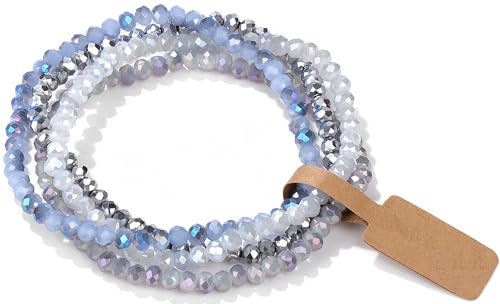 WEIZAIJY Bracelet élastique en perles de cristal pour femme, empilable, bohème, fait à la main, avec perles de verre colorées, bracelet élastique pour femmes et filles (Style C)
