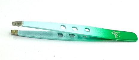 Pinzas de Precisión para Depilar, Verde Metalizado, 9,5 cm, Punta de Agarre de Alta Precisión, Acero Solingen