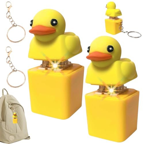 Duck Quacking Keychain Fidget Spielzeug, 2 Stück Duckeys Keycap Schlüsselanhänger, Duck Fidget Keychain, Quacking Fidget Toy Duck, Quacking Duck Fidget Toy, lustige und tragbare Spielzeug
