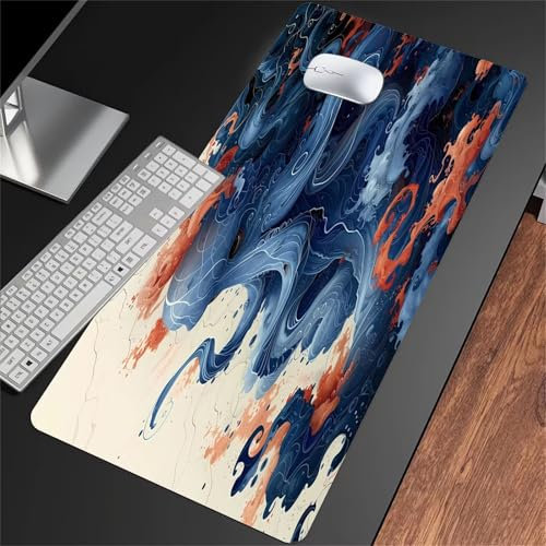 ShangShengzi Tappetino Mouse XXL Tappetino per Mouse Gaming 1200x600x3mm tappetino per il mouse Grande con Base in Antiscivolo e Bordi Cuciti per Computer, PC, Laptop (Onde del Mare Blu)