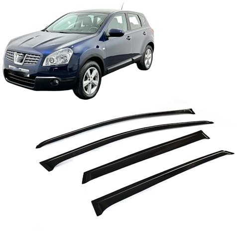 CarJoy Windabweiser Luftabweiser Regenabweiser Seitenfensterabweiser Kompatibel mit Nissan Qashqai J10 2007 – 2013 SUV Autofenster Regenschutz Regenabweiser Anklebbare Deflektoren 4 Stück