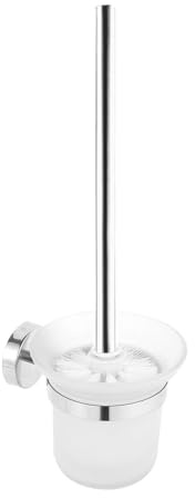 Comzantor Brosse Toilettes WC, Balai Toilette, Balayette WC Suspendu et Supports, Toilet Brush Murale, Porte Brosse Toilette Mural, Salle de Bain Accessoire Nettoyage, avec Bol en Verre