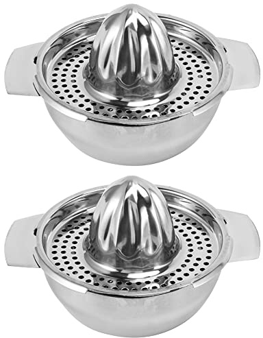 MVOSJFIE 2X Stainless Steel Juice Reamer Glass Manual Juicer Orange Lemon Squeezer