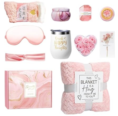 Kit de Soin Personnel pour Femmes Kit Spa & Soin Personnel | Set Relaxation avec Couverture Polaire Cadeau Idéal Pour Elle