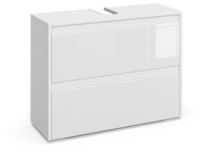 Vicco Waschbeckenunterschrank Majest, Weiß Hochglanz, 80.1 x 62 cm | mit 2 Schubladen, zur Montage unter dem Waschbecken für Badaufbewahrung