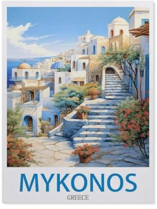 Mykonos Greece，Jigsaws Puzzles 1000 Pieces Teens Kids Jigsaw Entertainment Toys Brain Challenge Puzzle（38x52cm）-EE51