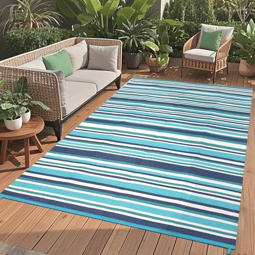 Garvee Outdoor Plastic Straw Rug, Reversible Outdoor Rug Waterproof Rugs for Patio, UV Resistant RV Camping Rug Picnic Mat Outside Large Carpet for Garden, Patio, Balcony, Camping