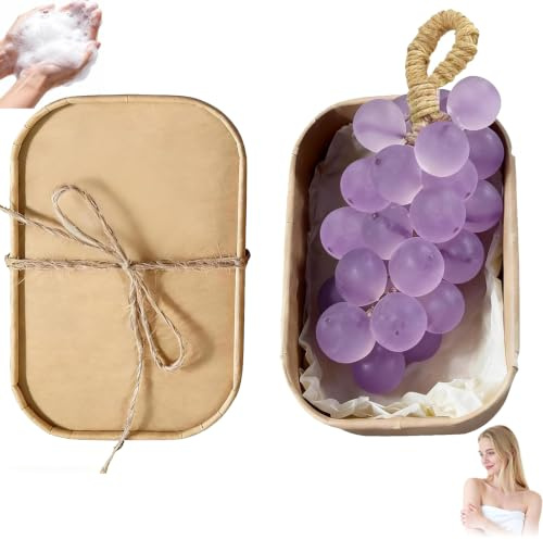 Grape Soap on a Rope,Grapes Soap Gift Box,Long Lasting Fragrance, Suitable for Hand Washing and Gift Giving