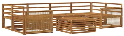 vidaXL Outdoor-Sofagarnitur 7 pcs Natur Massivholz Akazie, Gemütliches Outdoor-Set, modernes Lounge-Möbel, Garten-Sofa, tolle Terrassen-Sitzgelegenheit