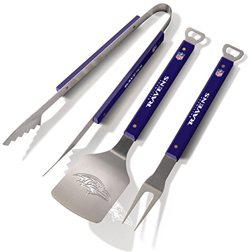 Sportula Produkte 9026792 Baltimore Ravens Spirit Serie 3 Stück Grill Tool Set, silber Baltimore Ravens silber