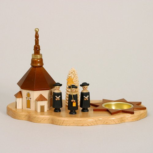 Rudolphs Schatzkiste Kerzenhalter Kurrende mit Seiffener Kirche HxLxB 13,5x21,5x12cm NEU Kerzenleuchter Leuchter Wachskerze Kirche Holz Weihnachten Seiffen Erzgebirge