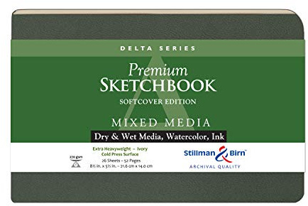 Stillman & Birn Delta Series Softcover Sketchbook, 8.5 x 5.5, 270 GSM (Extra Heavyweight), Ivory Paper, Cold Press Surface