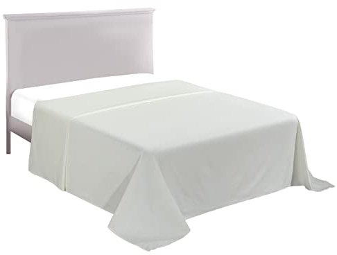 Non Iron Plain Dyed Percale Flat Sheet 180 Thread Count Polycotton (King, Cream)