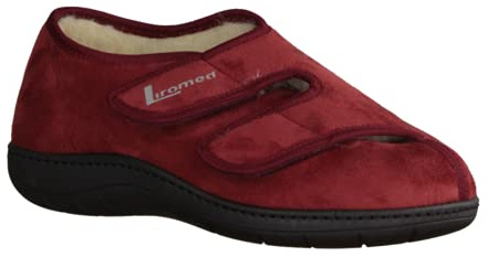 LIROMED 476-3012 Bordo (rot) - geschlossener Hausschuh - Herrenschuhe Prophylaxe Diabetiker, Rot