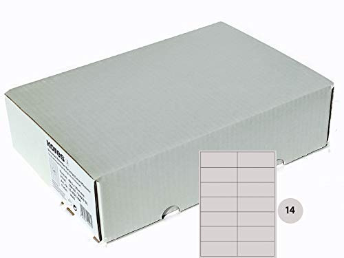 Kores - Universelle selbstklebende rechteckige Etiketten, 500 Blatt Format Weiß mit Etiketten 105 x 42,3 mm
