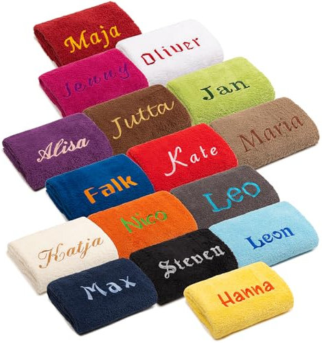 AR Line Besticken Sie mit Namen Saunatuch XXL/Saunalaken/Strandtuch/Badetuch 100x200 cm oder mit Wunschtext Bestickt, in Farbe: Gelb