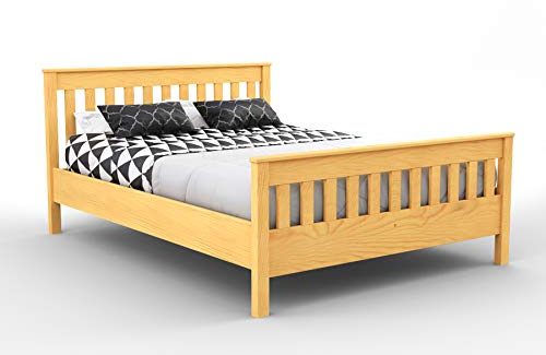 NODAX King Size Bed Frames – Solid Pine Wooden Bed Frame for Adults, F16 Easy Assemble Bed with Sturdy Slats, Comfortable Bedroom Furniture | 152.5 x 200 cm (Alder Finish)