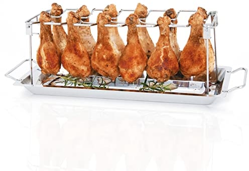 bremermann Hähnchenschenkel-Halter für 12 Keulen oder Chicken Wings, aus Edelstahl, klappbar (inkl. Auffangschale) (1)