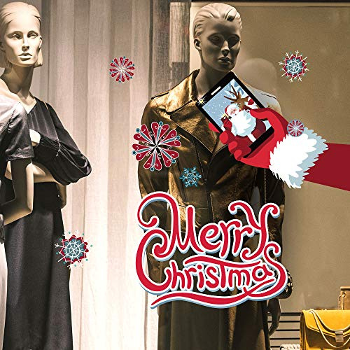 kina - UVNT0163 Fensteraufkleber Dekoration Schaufenster Transparent Ablösbar Positionierbar - Weihnachtsmann 90x35 cm