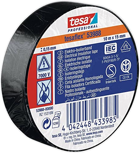 tesa 53988-00000-00 - Nastro isolante 53988, 10 m x 15 mm, 1 pezzo