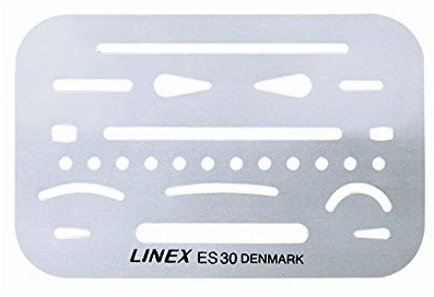 Linex ES30 Radierschablone, 26 Öffnungen für exaktes Radieren in komplexen Zeichnungen, rostfreier Stahl, 25 Stück
