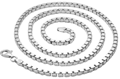 Treasure Bay Solid 925 Sterling Silver Box Chain Necklace for men and women - 48CM