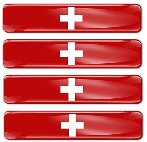 Biomar Labs® 4 x Aufkleber 3D Gel Silikon Stickers Switzerland Schweiz Swiss Flagge Fahne Flag Autoaufkleber F 23