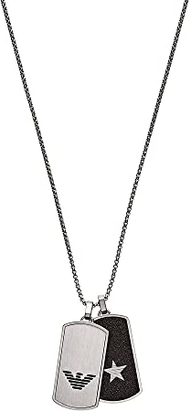 Emporio Armani Halskette Für Männer, Länge: 525mm; Größe Anhänger: 40X21X2mm Silber-Edelstahl-Halskette, EGS2675040