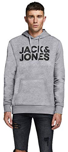 Jack & Jones Jjecorp Noos Logo-Kapuzenpullover für Herren, Grau (Light Grey Melange Detail: Reg Fit 19 Melange), XL
