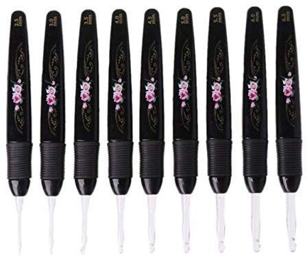9-teiliges LED-Häkelnadel-Set, leuchtende Stricknadeln, Weben, Nähwerkzeuge, Handwerk, Nähwerkzeuge, Basteln, leuchtende Stricknadeln (schwarz)
