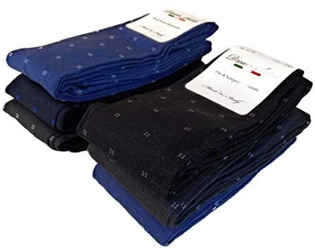 DREAM SOCKS Calze LUNGHE da Uomo in Cotone Filo Di Scozia Elasticizzate,Molto Leggere,Colorate-Disegnate-Tinta Unita,Made In Italy (43-46, 6 X Set. CARRES)