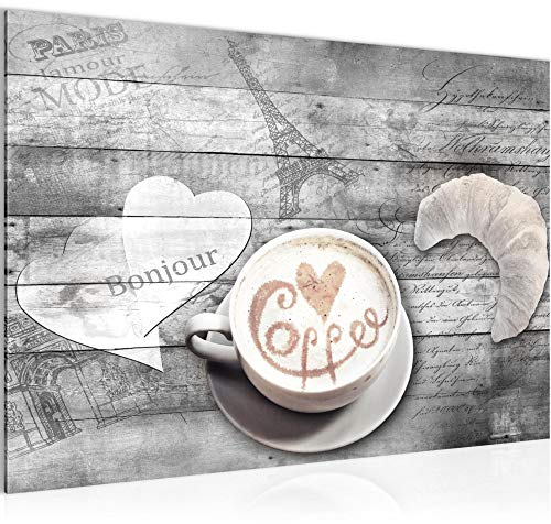 Runa Art Bild Kaffee Küche Modern Wandbilder Esszimmer Küchenbilder 1 Teilig - Made In Germany - Kaffeetasse Holz Grau Beige Flur 012815c