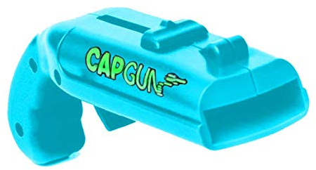 PREMIUM Bierdeckel Cap Gun Pistole Shooter Flaschenöffner – Bazooka Capgun Bieröffner lustig Bierdeckel schießen mit Freunden Spielzeug Gadget (Hellblau)