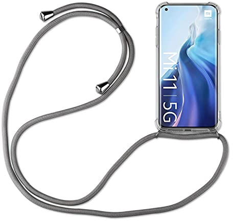betterfon Hülle Kompatibel mit Xiaomi Mi 11 | Handykette Smartphone Halskette Hülle mit Band | Handyhülle mit Kordel zum Umhängen Kompatibel für Mi 11 | Grau