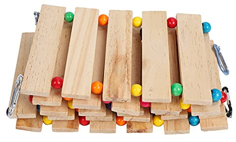 Gedourain Chicken Swing for Chickens, Chicken Wooden Ladder, Colourful Wooden Beads, Chicken Hanging Ladder Toy for Poultry Toys for Leisure (Large, Blue)