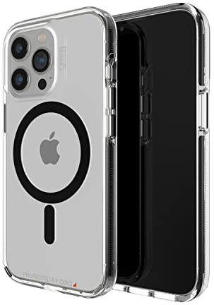 ZAGG Gear4 Santa Cruz Snap D30 Protective Case for iPhone 13 Pro, Slim, Shockproof, Wireless Charging, MagSafe, (Clear/Black)