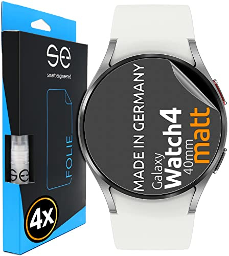 4x se® 3D SCHUTZFOLIE Entspiegelt für Samsung Galaxy Watch 4 (40mm),Anti-Staub, 100% Fingerabdruck & FaceID kompatibel, einfache blasenfreie Installation, Ultra-Klar, Kratzfest, aus Deutschland