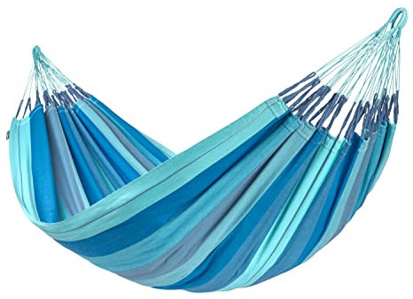 LA SIESTA® Modesta Lagoon - Klassische Doppel-Hängematte aus Bio-Baumwolle