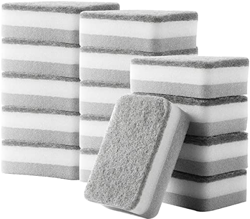 15 Pieces Washable Dish Sponge, Cleaning and Scouring Multipack for Kitchen, Bathroom, Crockery, Pots, and Pans