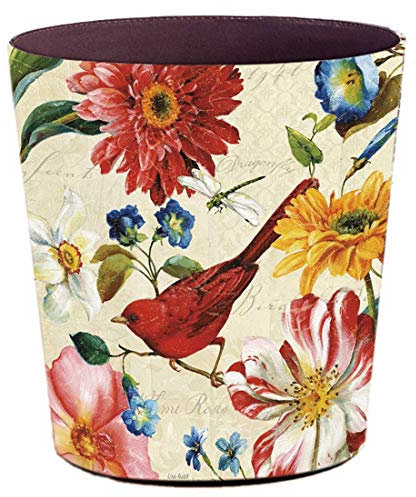 Scakbyer Papierkorb, 10L PU Leder Mülleimer, Dekorative Abfallkorb, Kapazität kleine Abfallpapierkorb, Wasserdichte Mülleimer für Wohnzimmer, Schlafzimmer, Büro und Küche - Vogel - Libelle