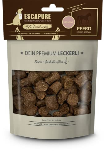 ESCAPURE Nockerl - Hunde Leckerli aus Pferdefleisch in Premium Qualität - 98% Muskelfleisch - Protein Trainingssnacks ohne künstliche Zusatzstoffe & Getreide (150g)