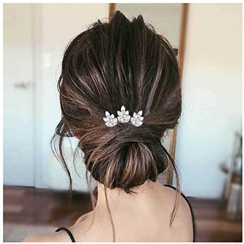 Yheakne Forcine per capelli da sposa con cristalli bohémien, argento con strass e strass per capelli vintage, mollette decorative per capelli con brillantini e strass per donne e ragazze, 3 pezzi