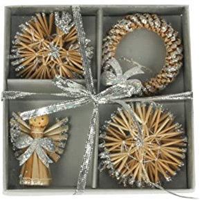 Generic Weihnachtskreative Dekoration Silber Stroh Dekoration Engelchen Kranz Weihnachtsanhänger 8 Packungen Ostereier Groß Klar (Silber, Einheitsgröße)