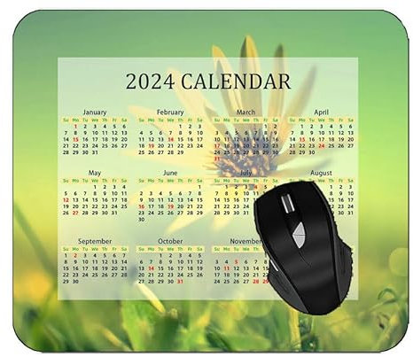 YENDOSTEEN Kalender 2024,Kamille Blumenwiese Sonne Rutschfestes Gummi Mousepad 220 * 180 * 3 mm