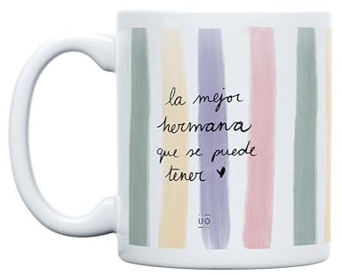 UO Taza de Regalo con Mensaje La mejor hermana que se puede tener, regalo parahermana, regalo original de Navidad, regalo amigo invisible original, 350 ml, Cerámica
