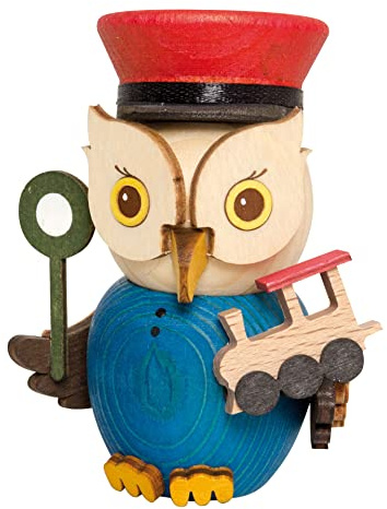 Kuhnert - Dekoration/Holzfigur - Mini Eule Eisenbahner - ca. 7cm - Made in Germany