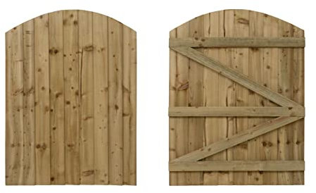 Featheredge Arch top, Wooden Garden and Side Gates (v3)(H-1200, W-1525, Natural (Light Green) Finish)